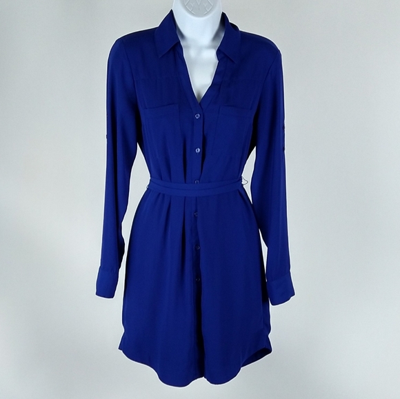 Express Dresses & Skirts - Express royal blue dressy shirt dress size XS